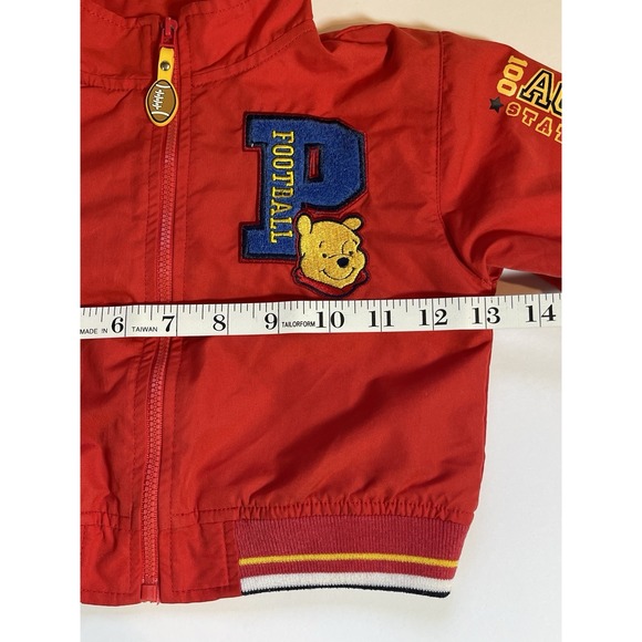 Vintage Winnie The Pooh Red Hooded Jacket "Disney Baby" 18M Football Patch - Picture 12 of 16